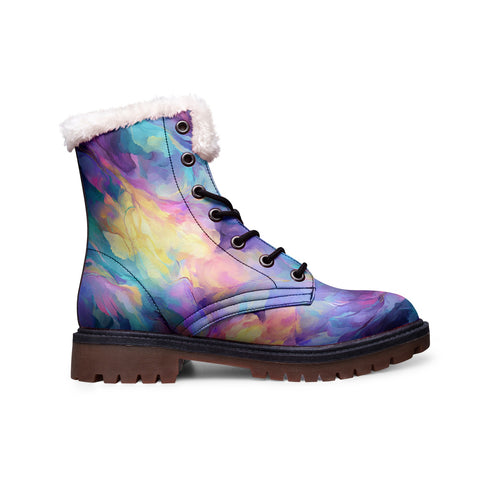 Abstract Ice Unisex Lace Up Winter Boots